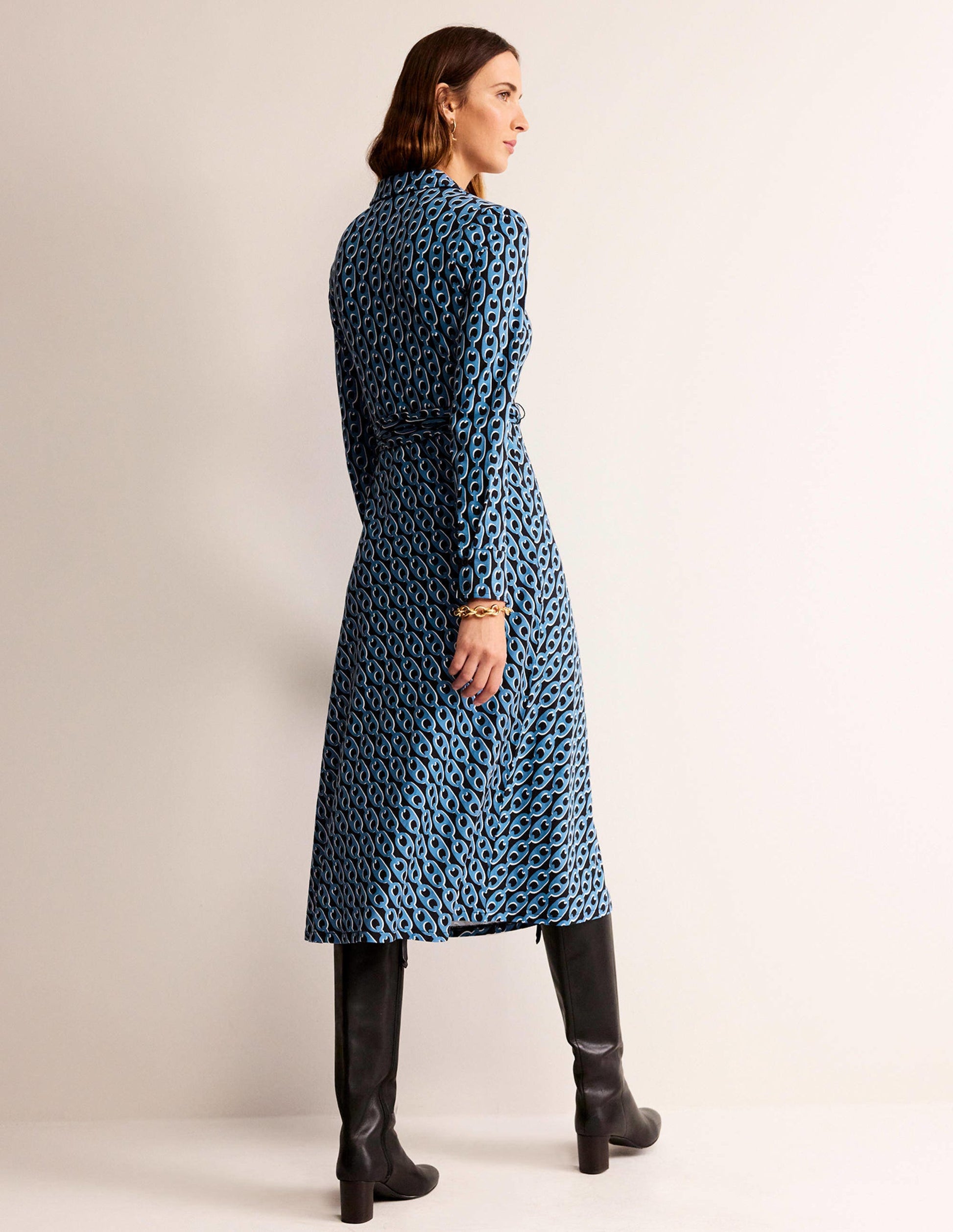 Laura Jersey Midi Shress-Azure, Geo Chain-3