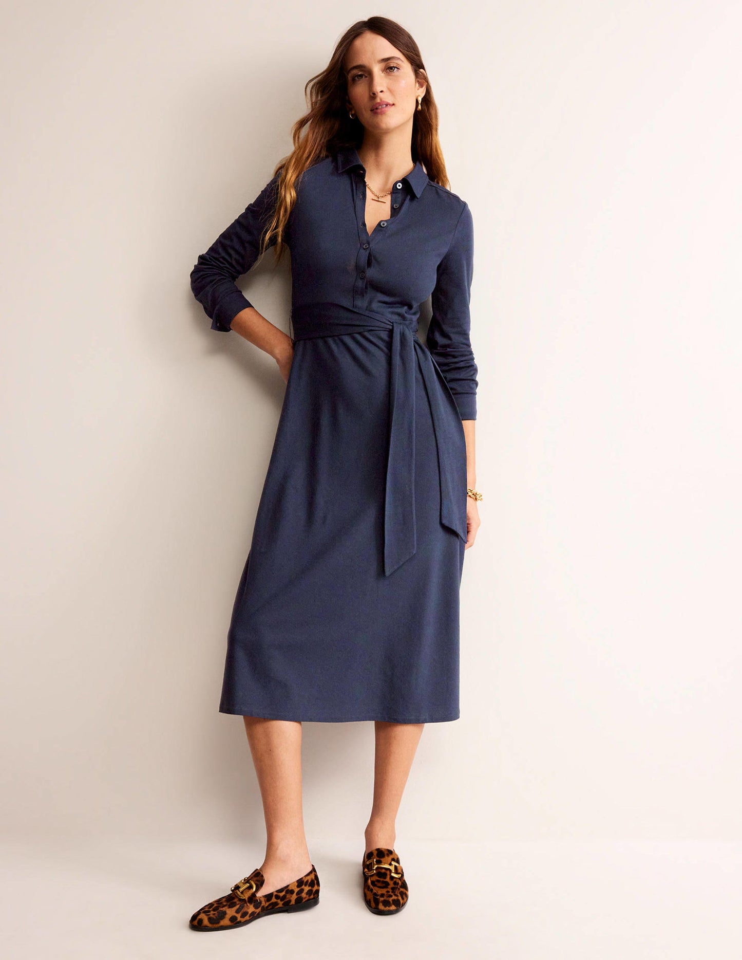 Laura Jersey Midi Shress-Navy