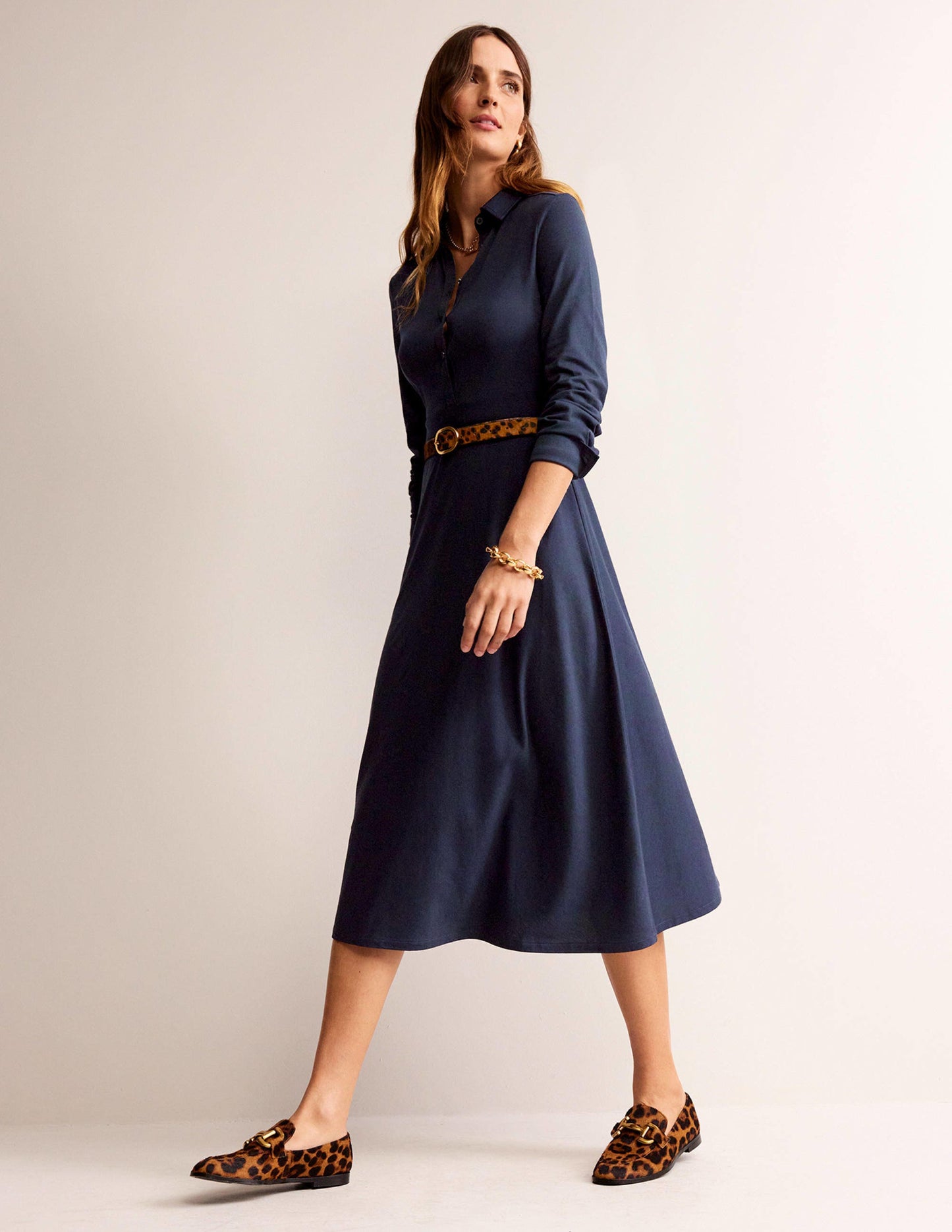 Laura Jersey Midi Shress-Navy