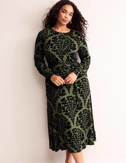 Placement Print Maxi Dress-Spruce, Blossomy-5