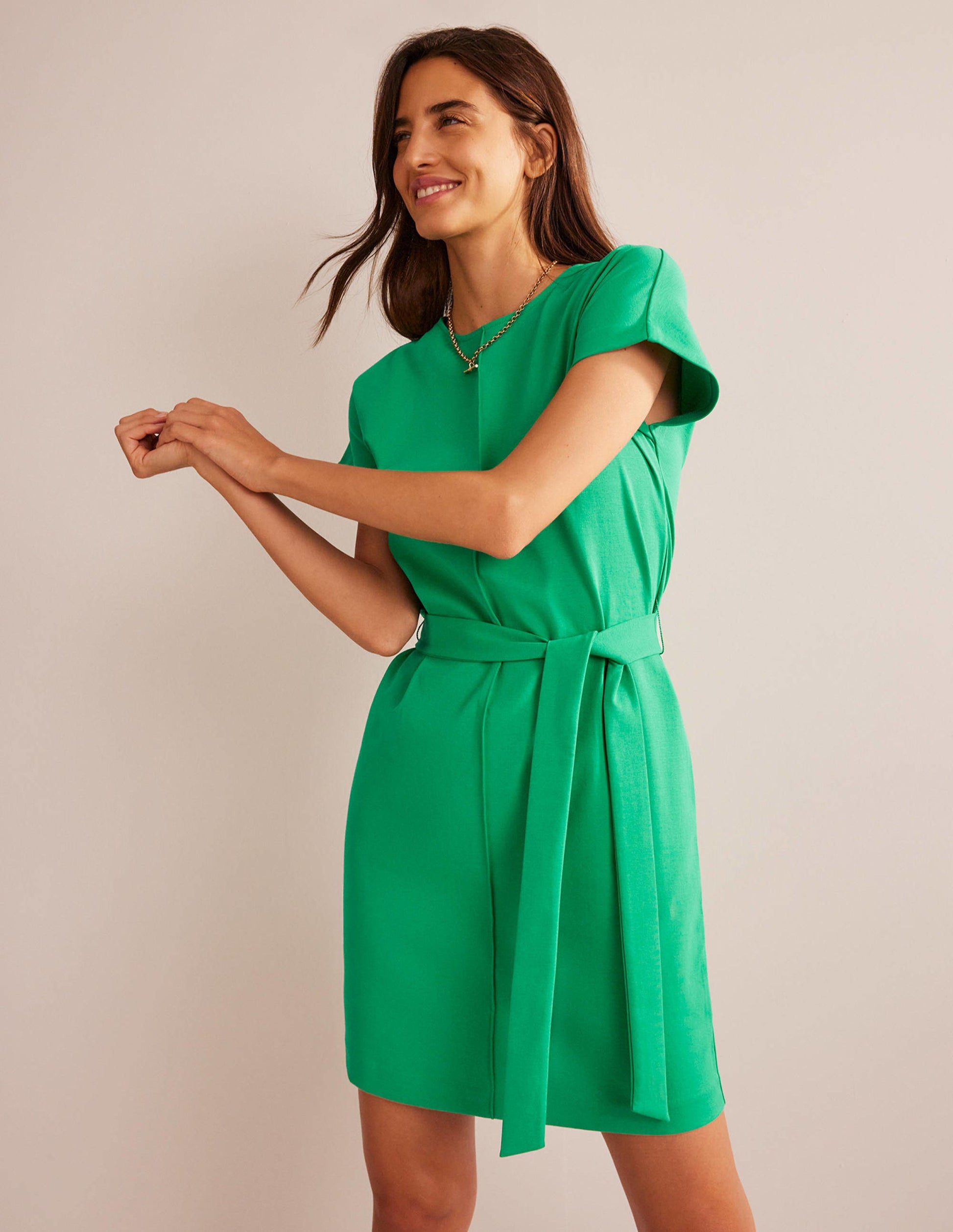 Tara Ponte T-Shirt Dress-Meadow Green-1