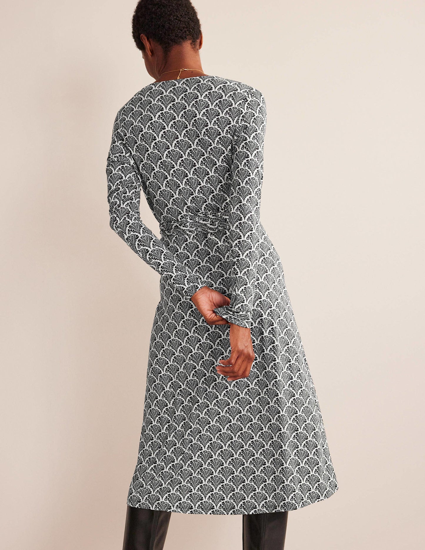 Nina Jersey Midi Dress-Black, Blossomy