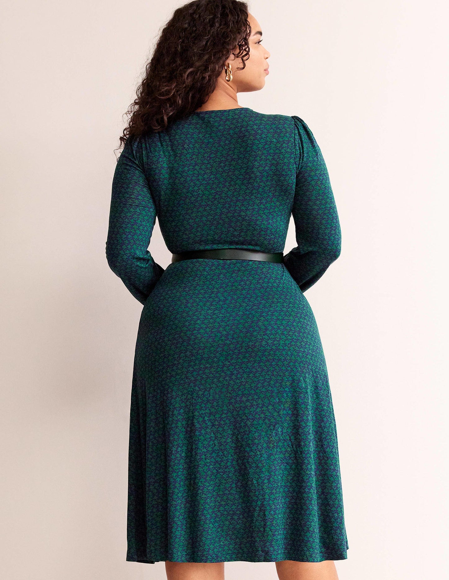 Camille Jersey Midi Dress-Emerald Night, Lily Sprig