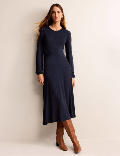 Camille Jersey Midi Dress-Navy-2