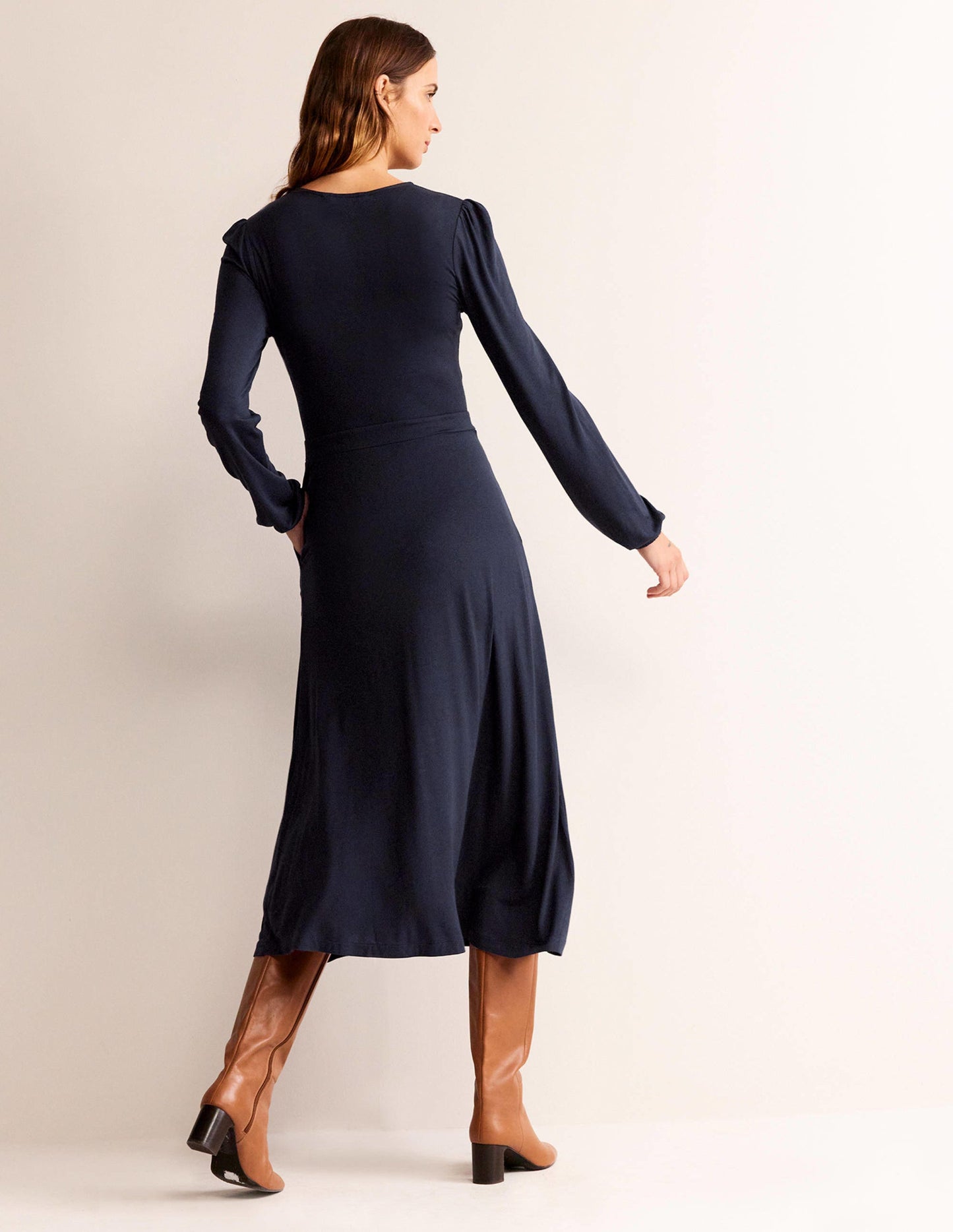 Camille Jersey Midi Dress-Navy