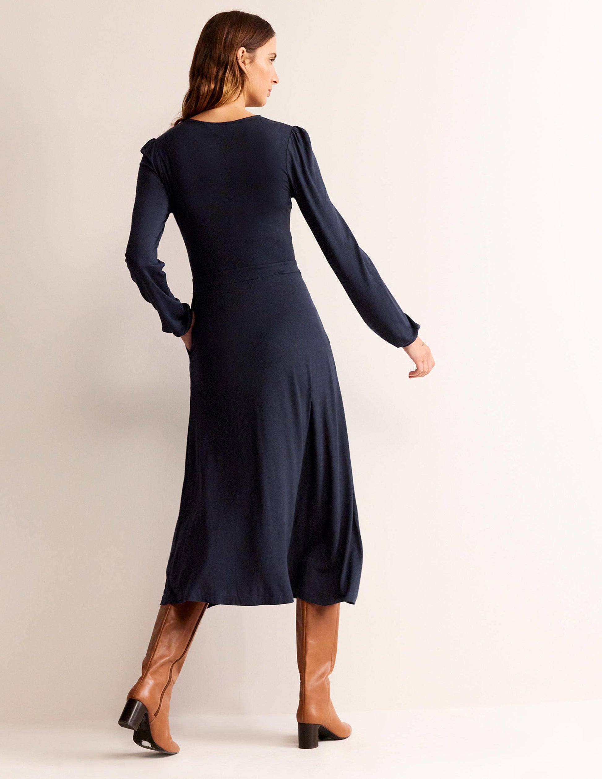 Camille Jersey Midi Dress-Navy-4