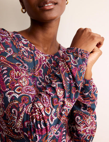 Camille Jersey Midi Dress-Purple Pansy, Paisley Lawn-2