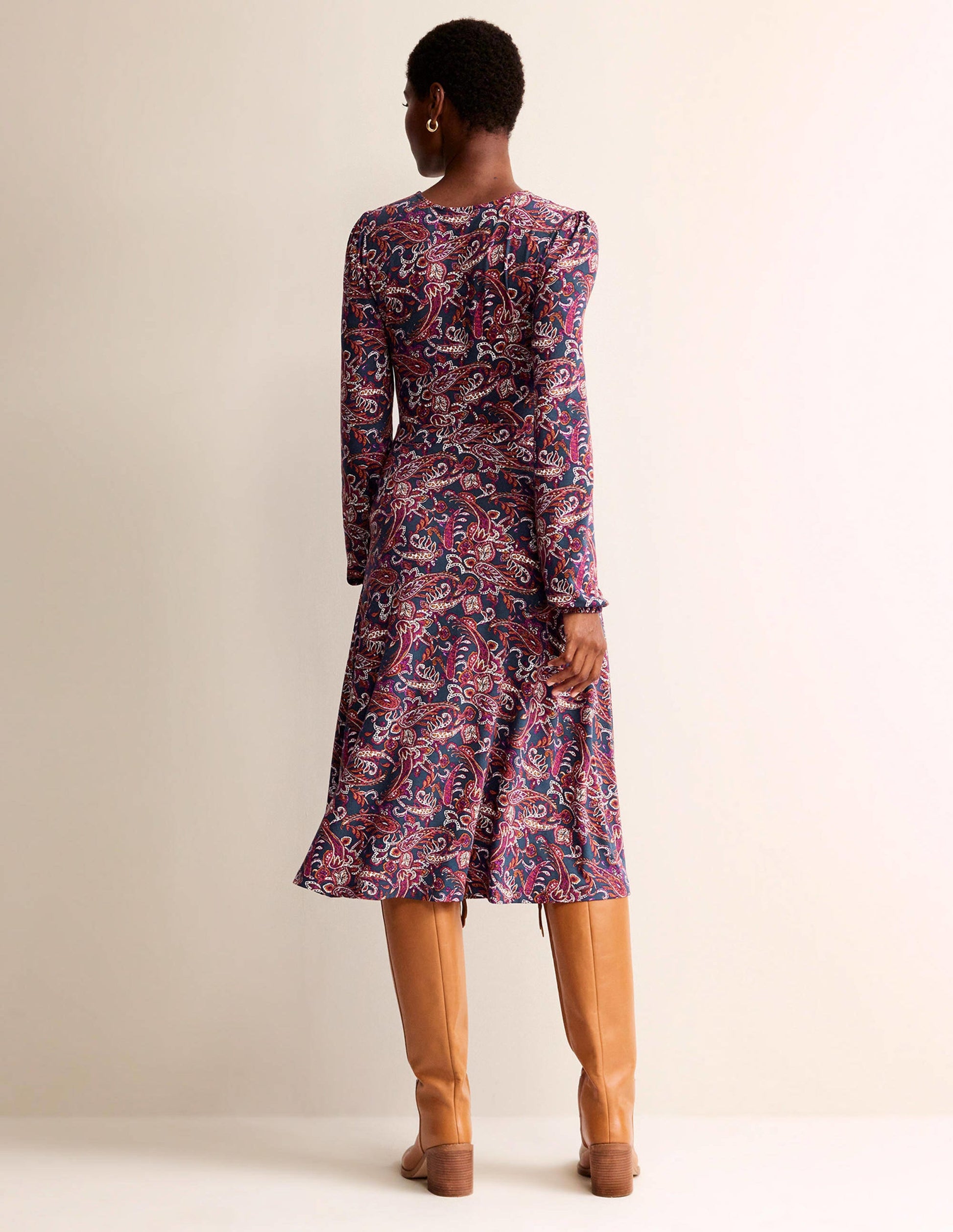 Camille Jersey Midi Dress-Purple Pansy, Paisley Lawn-3