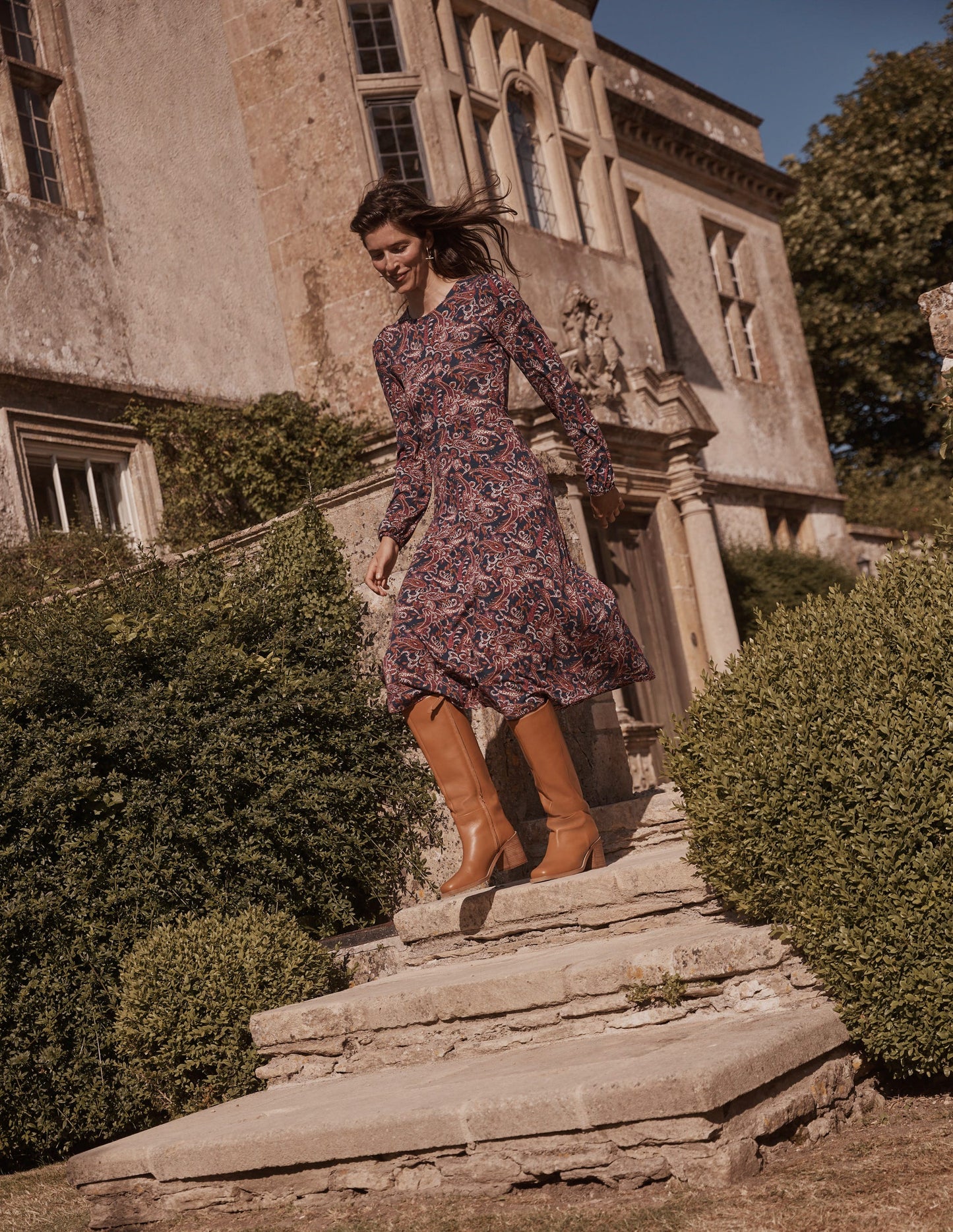 Camille Jersey Midi Dress-Purple Pansy, Paisley Lawn