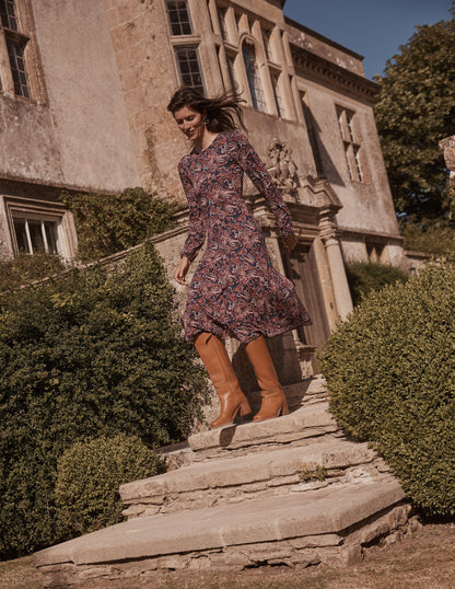 Camille Jersey Midi Dress-Purple Pansy, Paisley Lawn-5