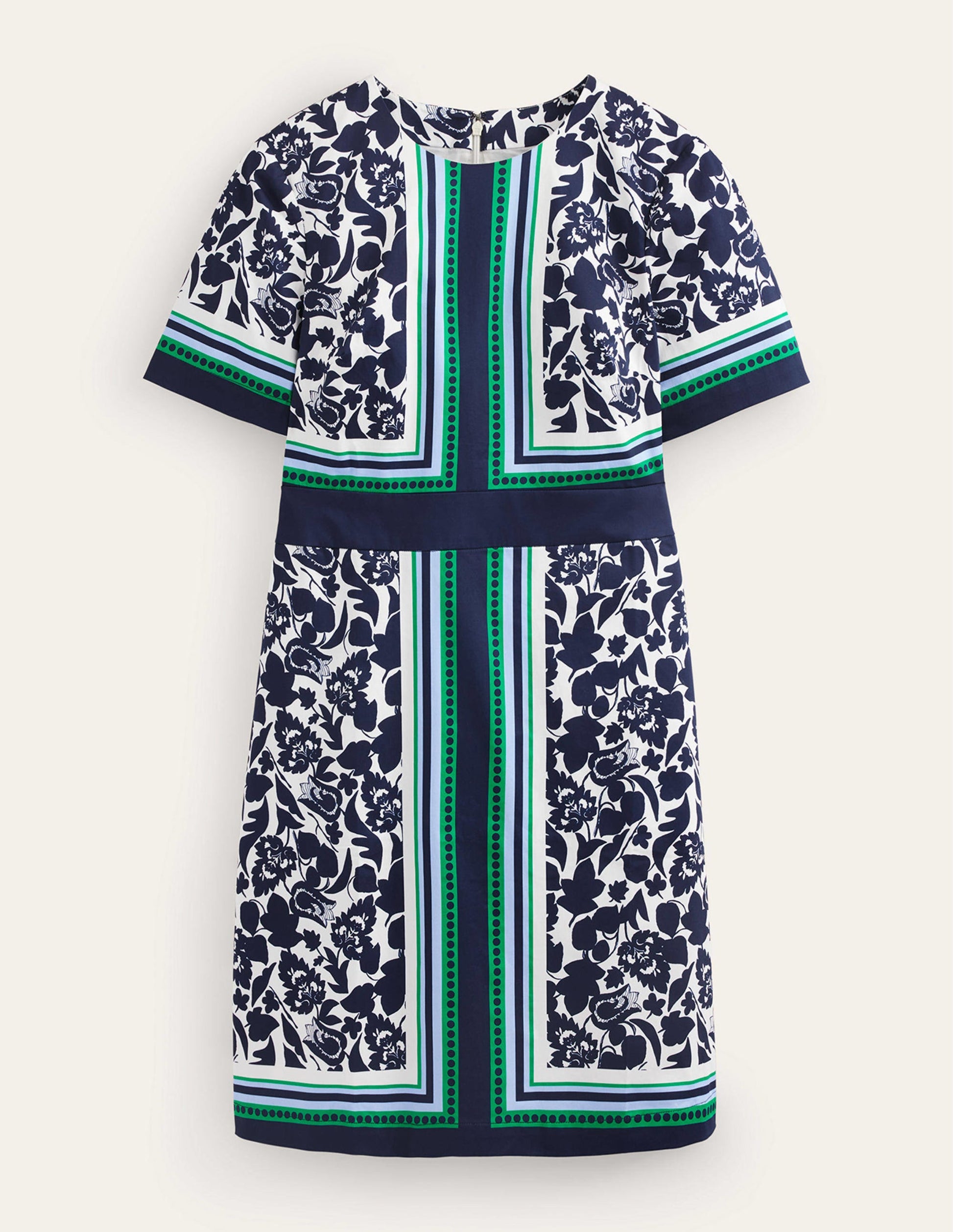Alexa Cotton Shift Dress-Navy, Tulip Bloom-5