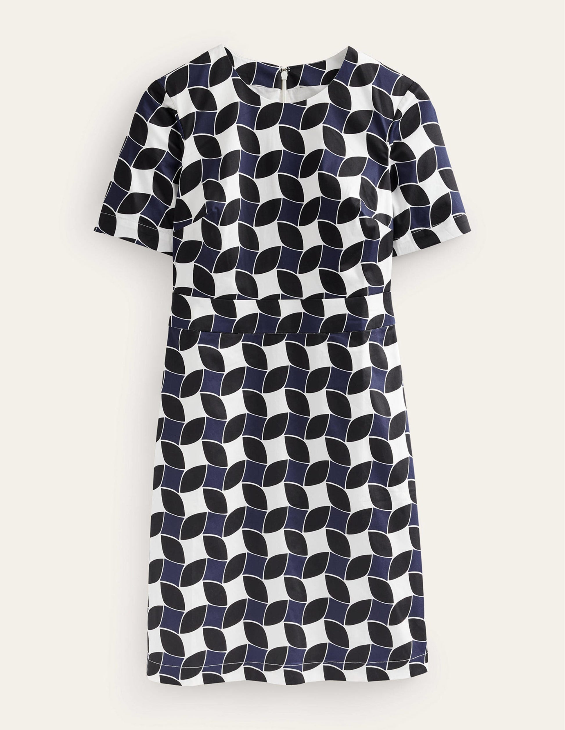 Alexa Cotton Shift Dress-Navy, Abstract Diamond-6