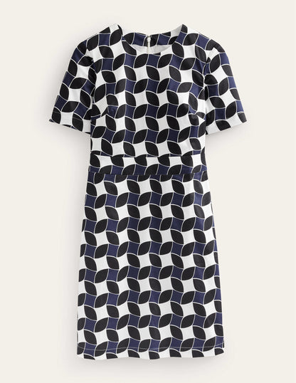 Alexa Cotton Shift Dress-Navy, Abstract Diamond-6