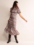 Tiered Flutter Tea Dress-Multi, Carnation Garden