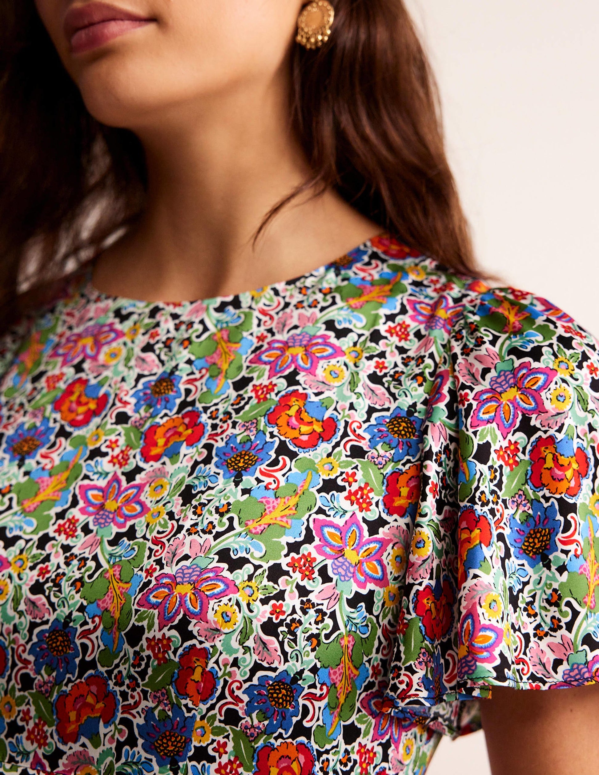 Tiered Flutter Tea Dress-Multi, Carnation Garden-2