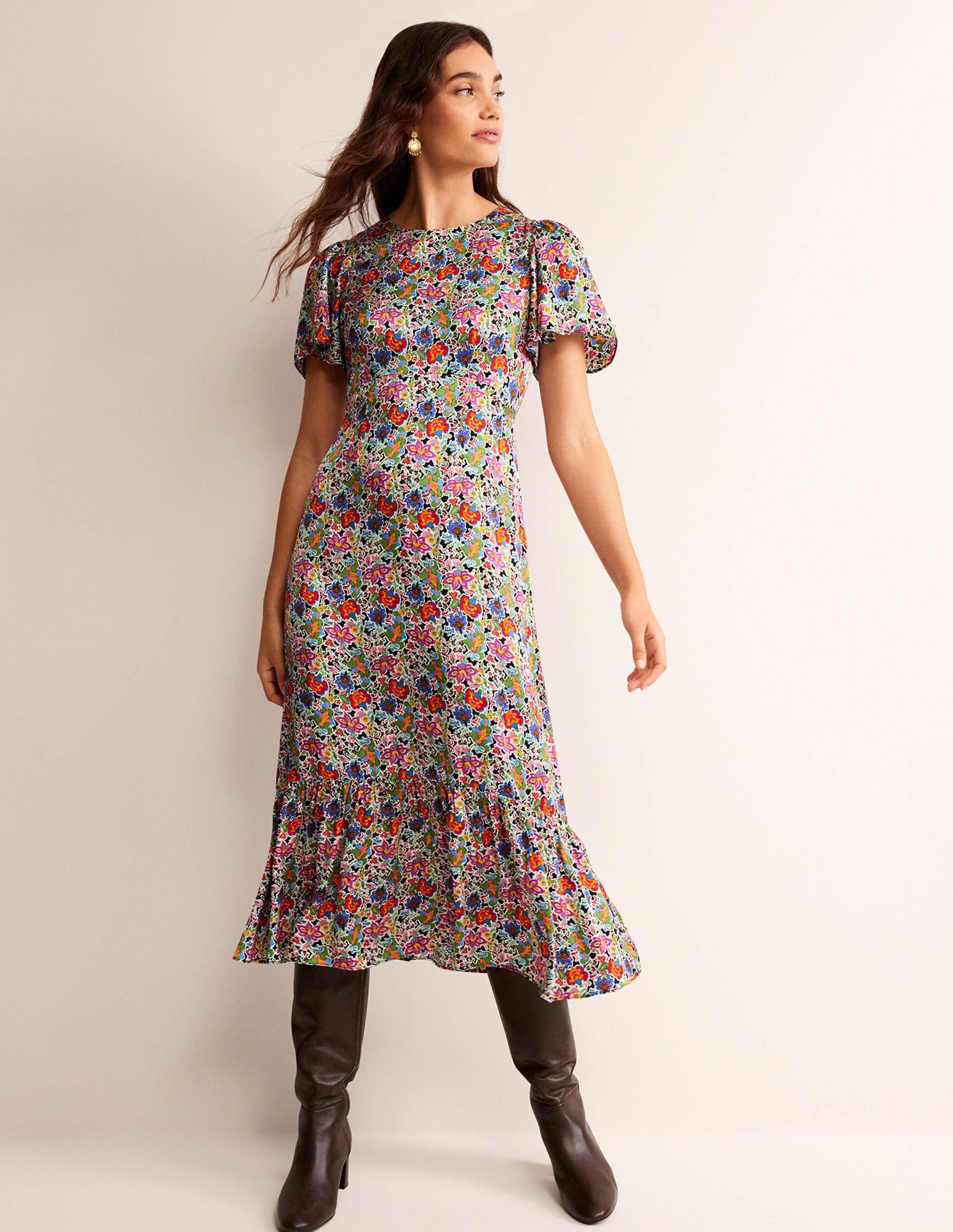 Tiered Flutter Tea Dress-Multi, Carnation Garden - Image 4