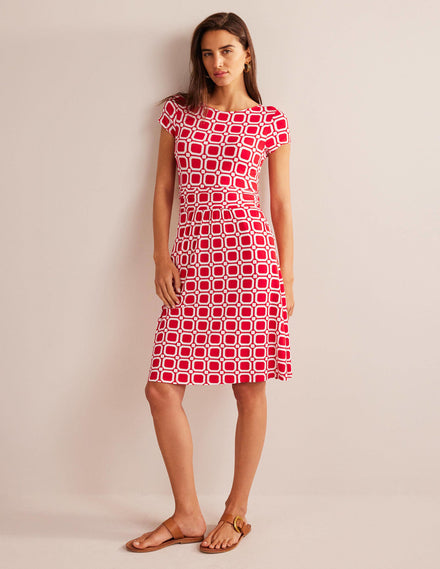 Amelie Jersey Dress-Hot Pepper, Block Cube
