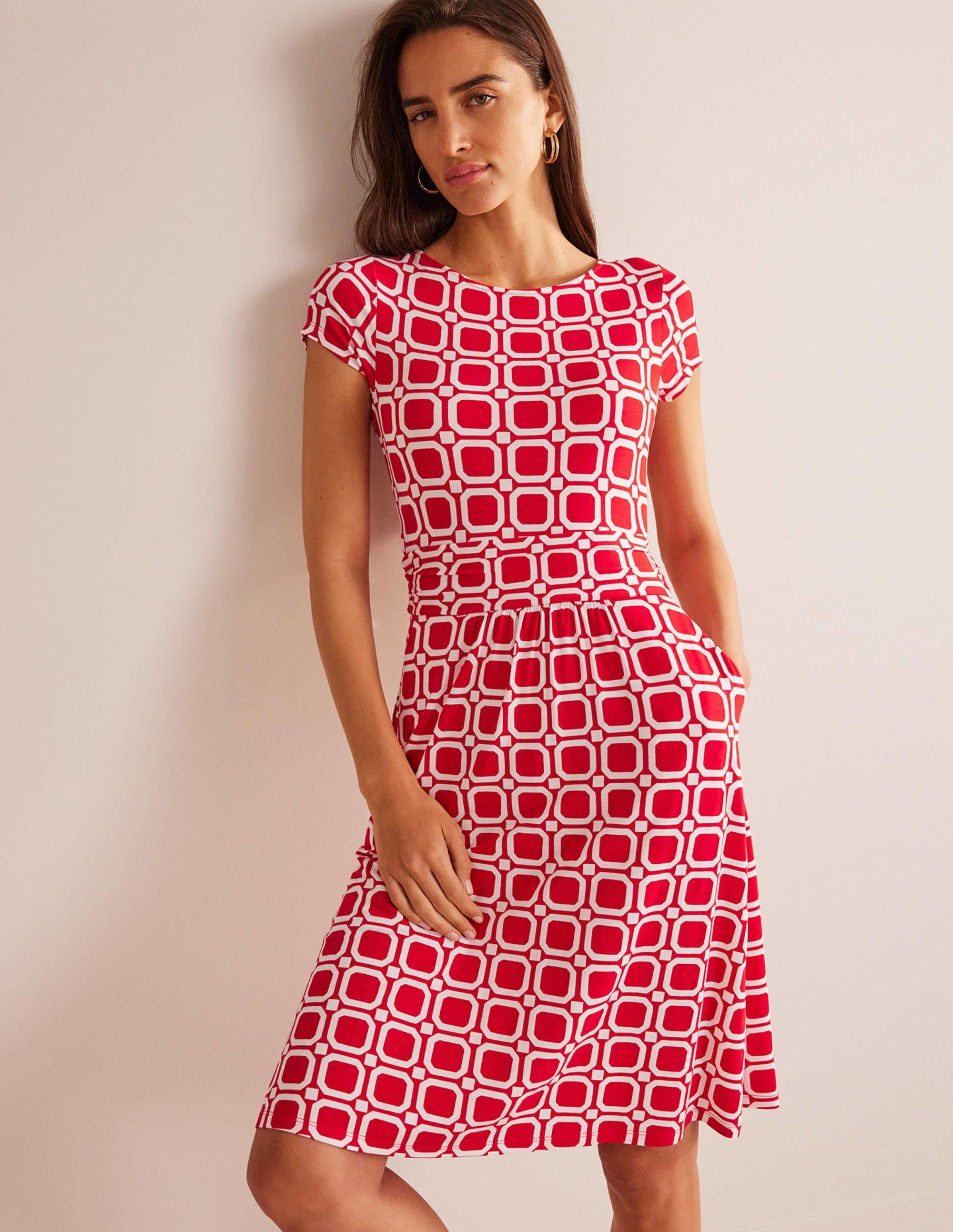 Amelie Jersey Dress-Hot Pepper, Block Cube - Image 4