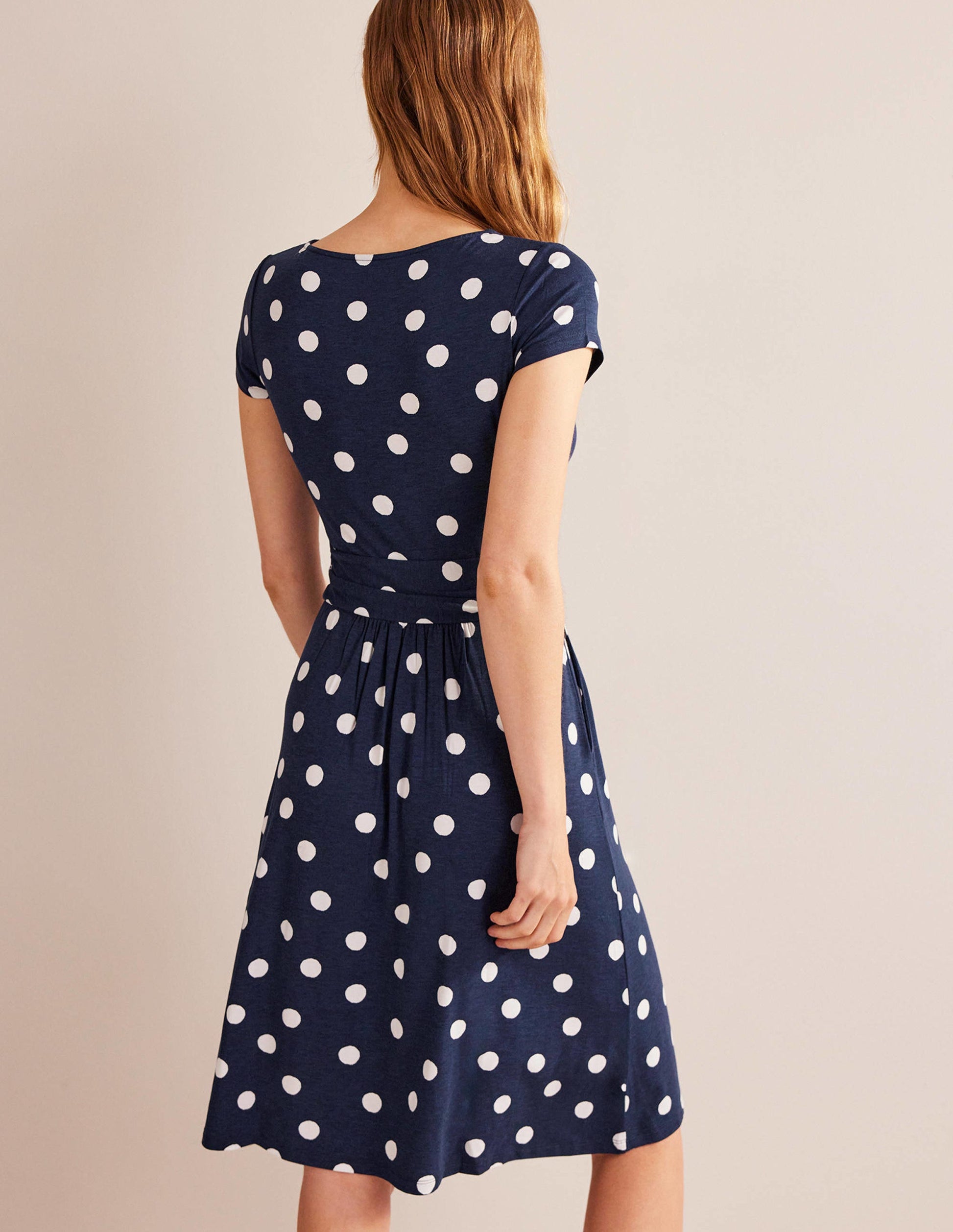 Amelie Jersey Dress-French Navy, Painterly Spot-3
