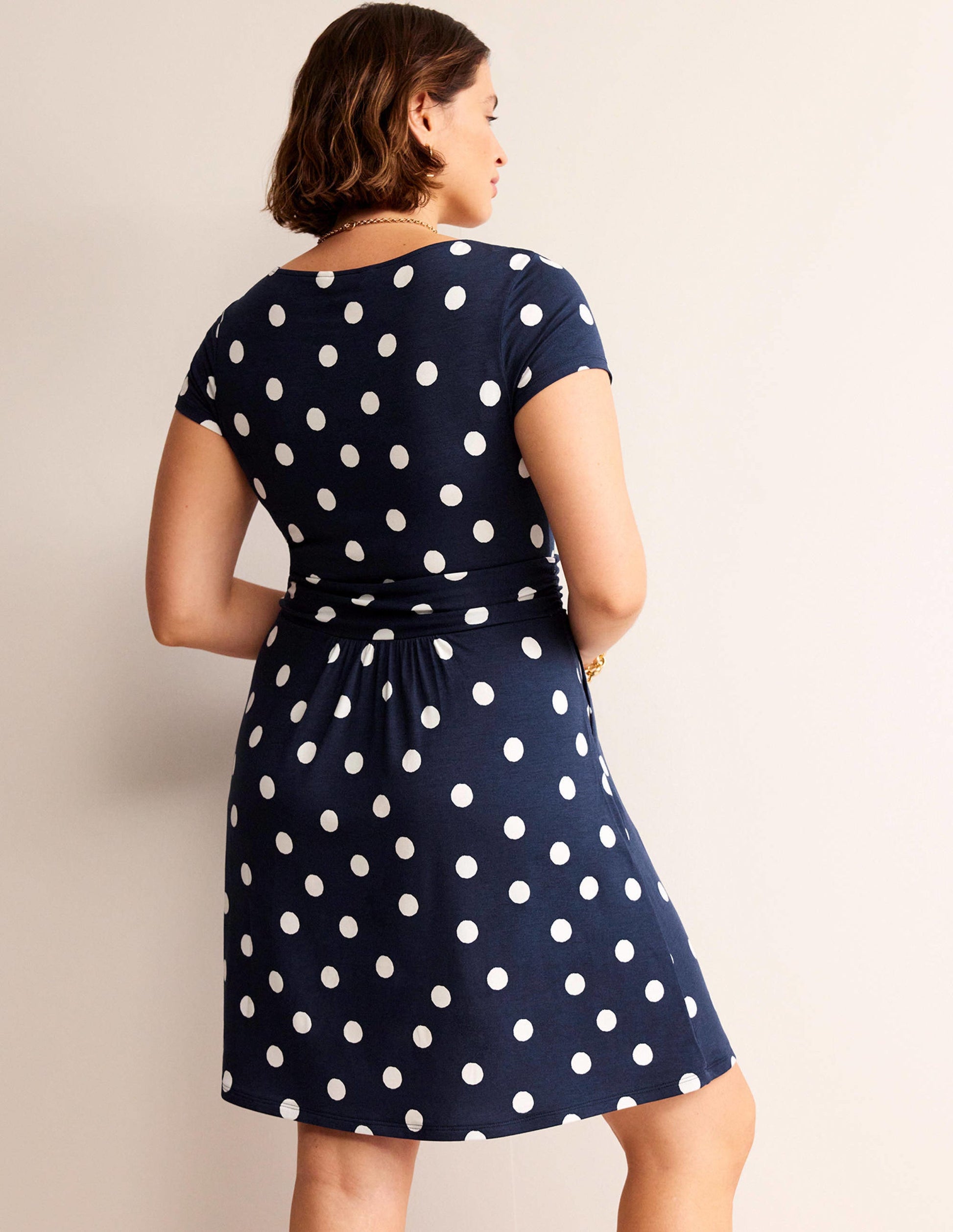 Amelie Jersey Dress-French Navy, Painterly Spot-6