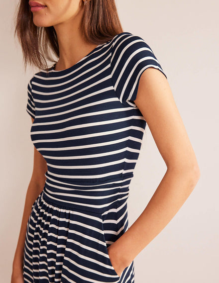 Amelie Jersey Dress-Navy/Ivory