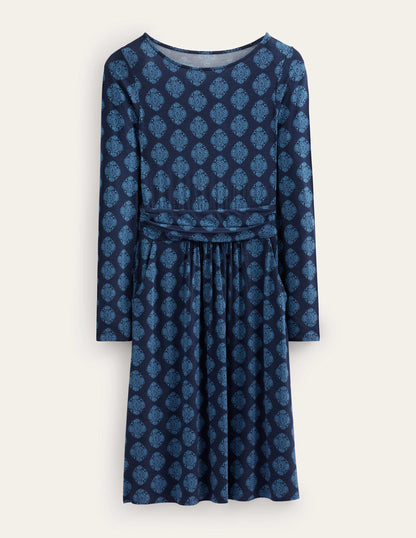 Abigail Jersey Dress-French Navy, Mosaic-7