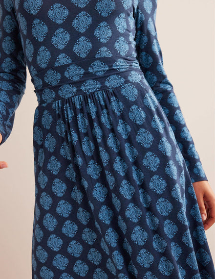 Abigail Jersey Dress-French Navy, Mosaic