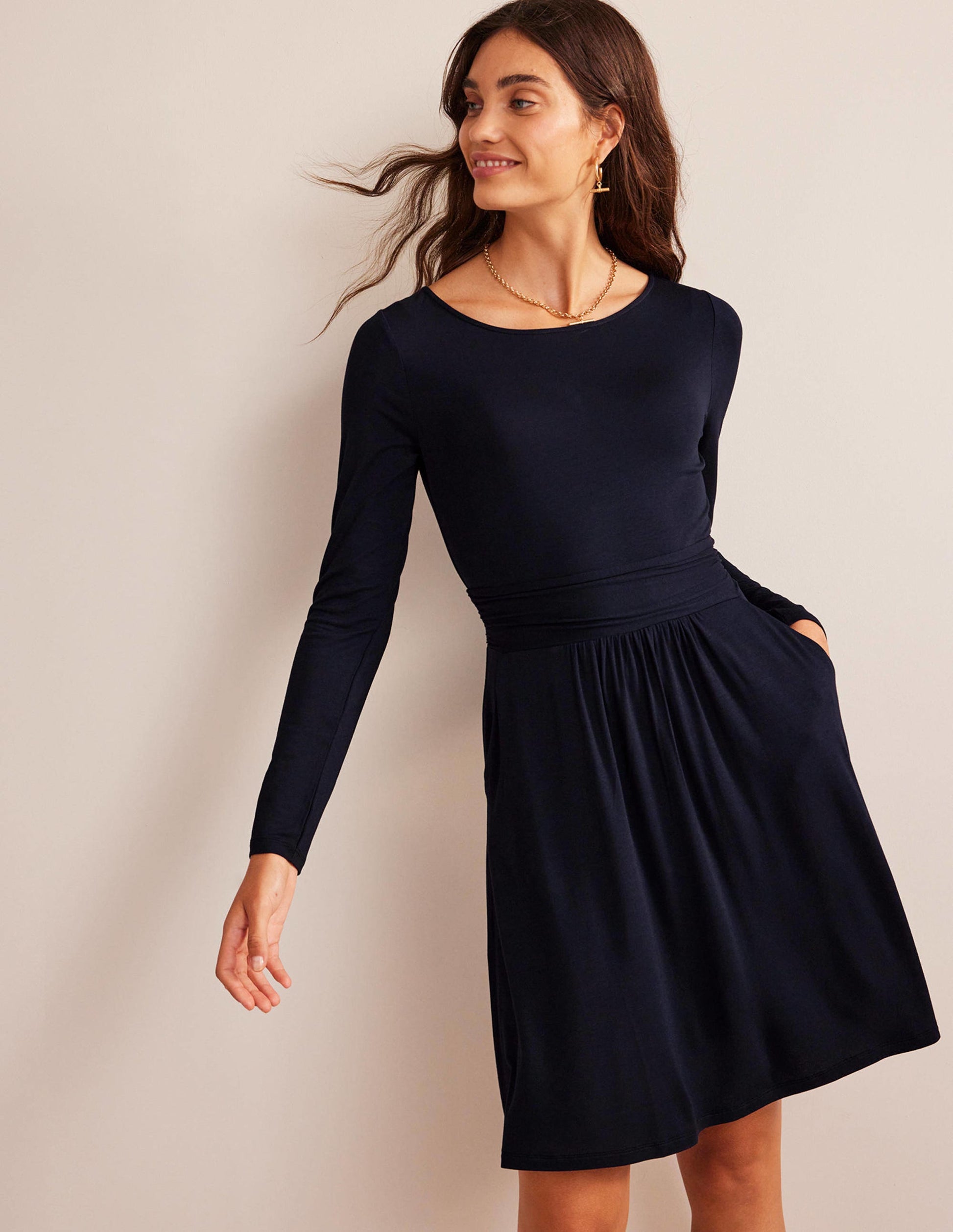 Abigail Jersey Dress-Navy-1
