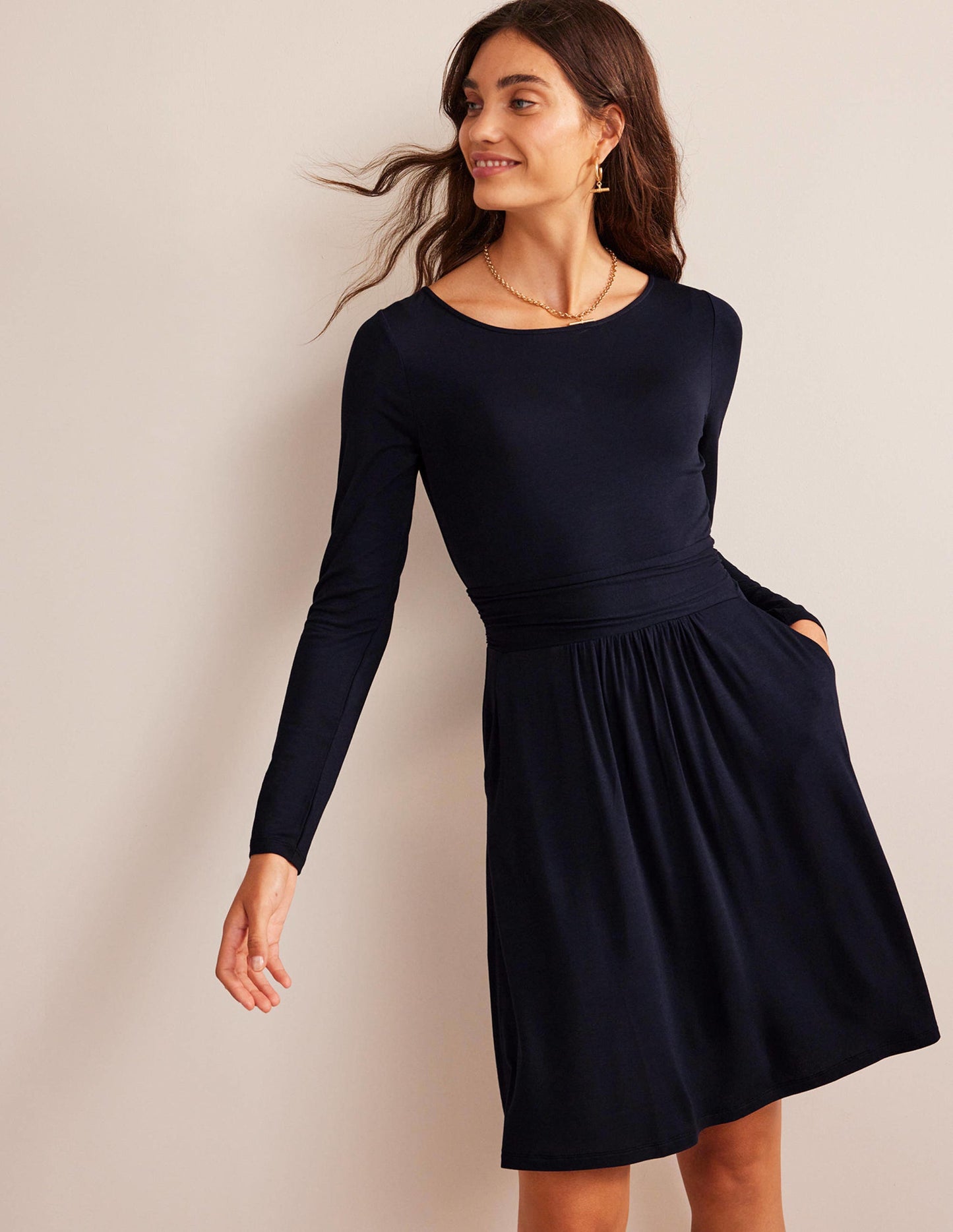 Abigail Jersey Dress-Navy