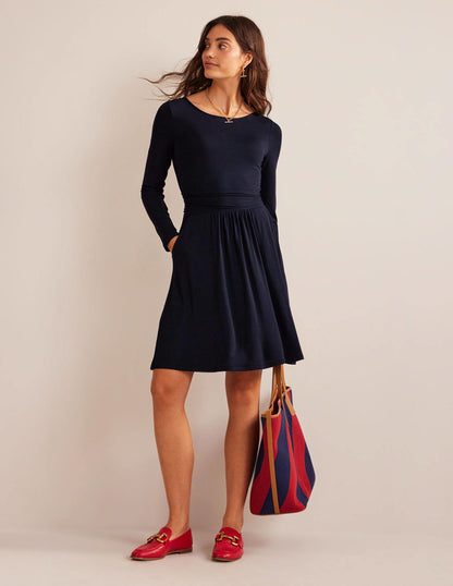 Abigail Jersey Dress-Navy