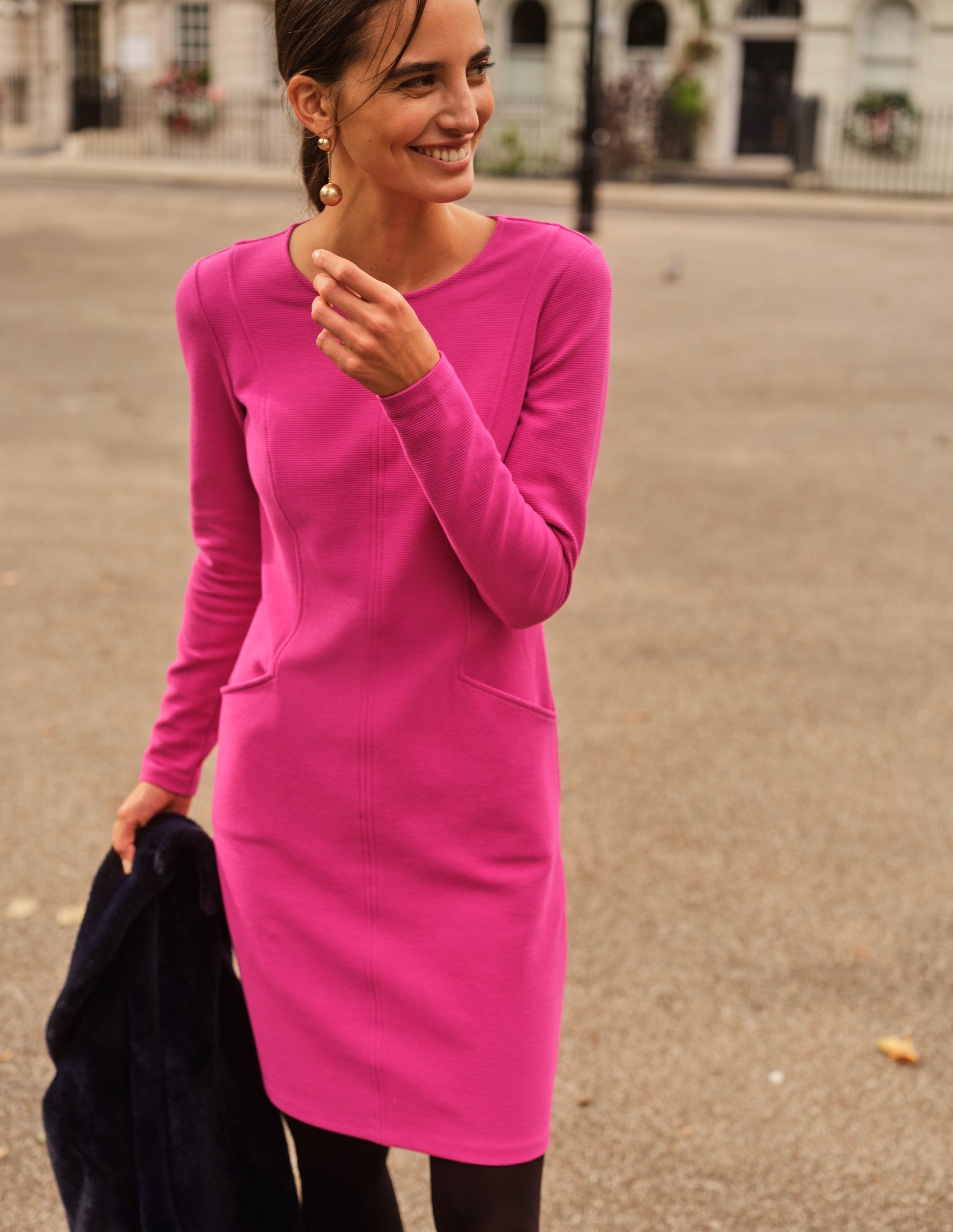 Ellen Ottoman Dress-Magenta-5