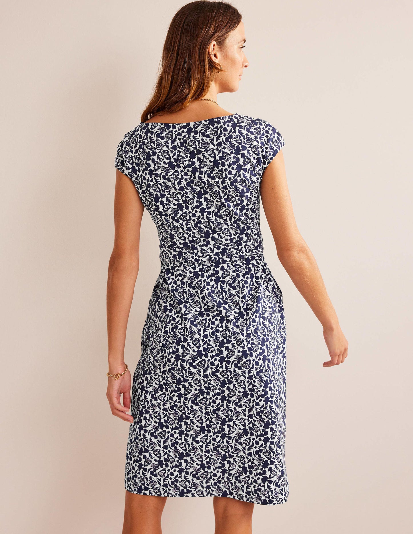 Florrie Jersey Dress-French Navy, Tulip Bloom