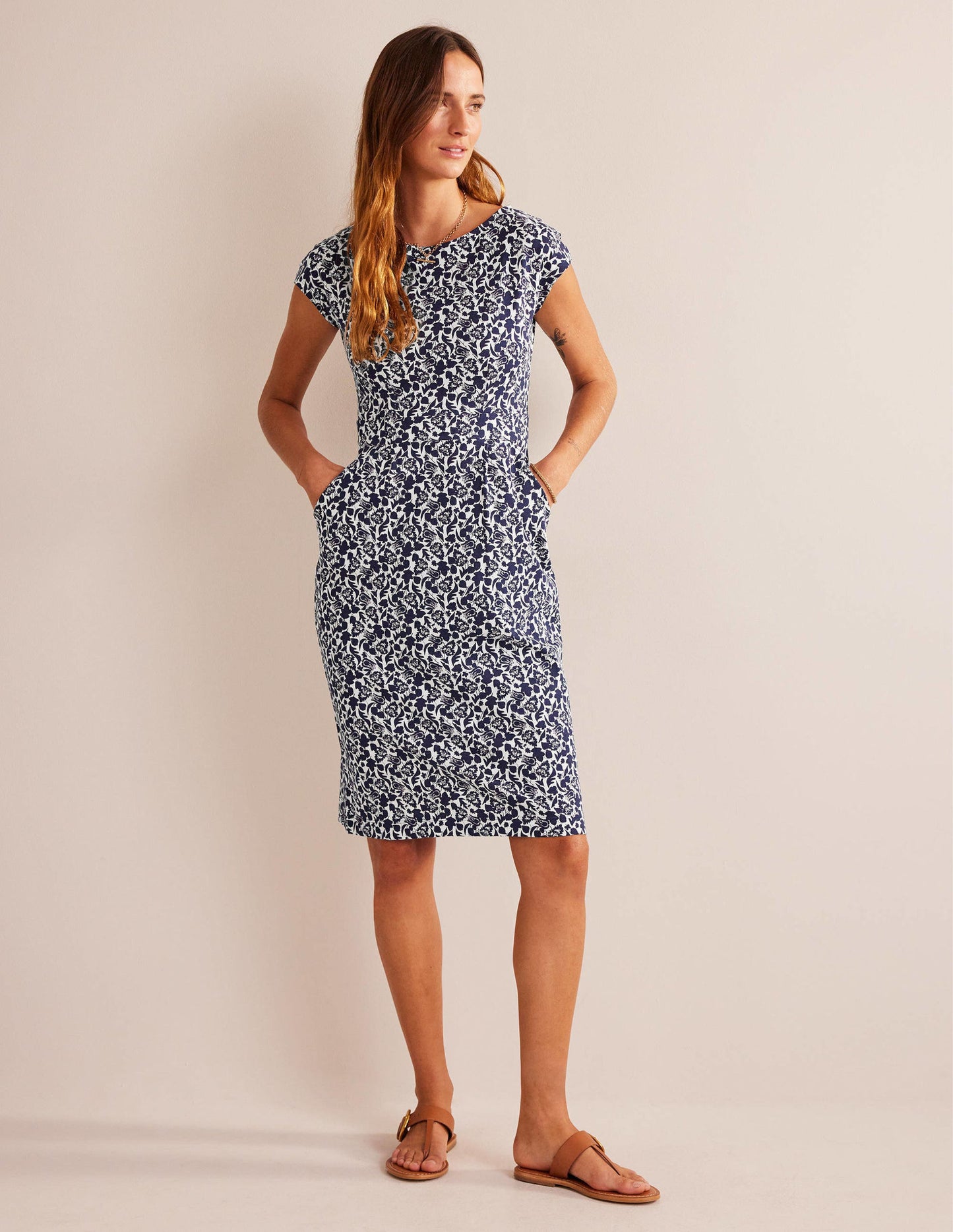 Florrie Jersey Dress-French Navy, Tulip Bloom