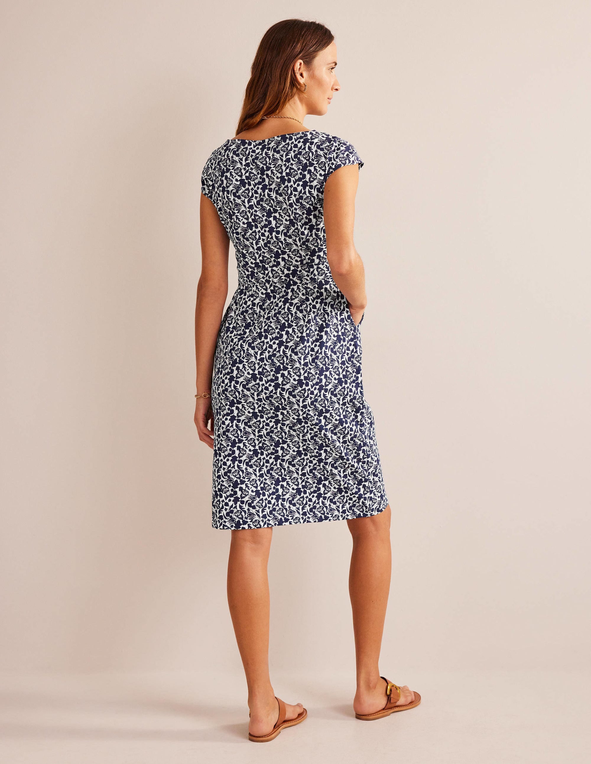 Florrie Jersey Dress-French Navy, Tulip Bloom - Image 6