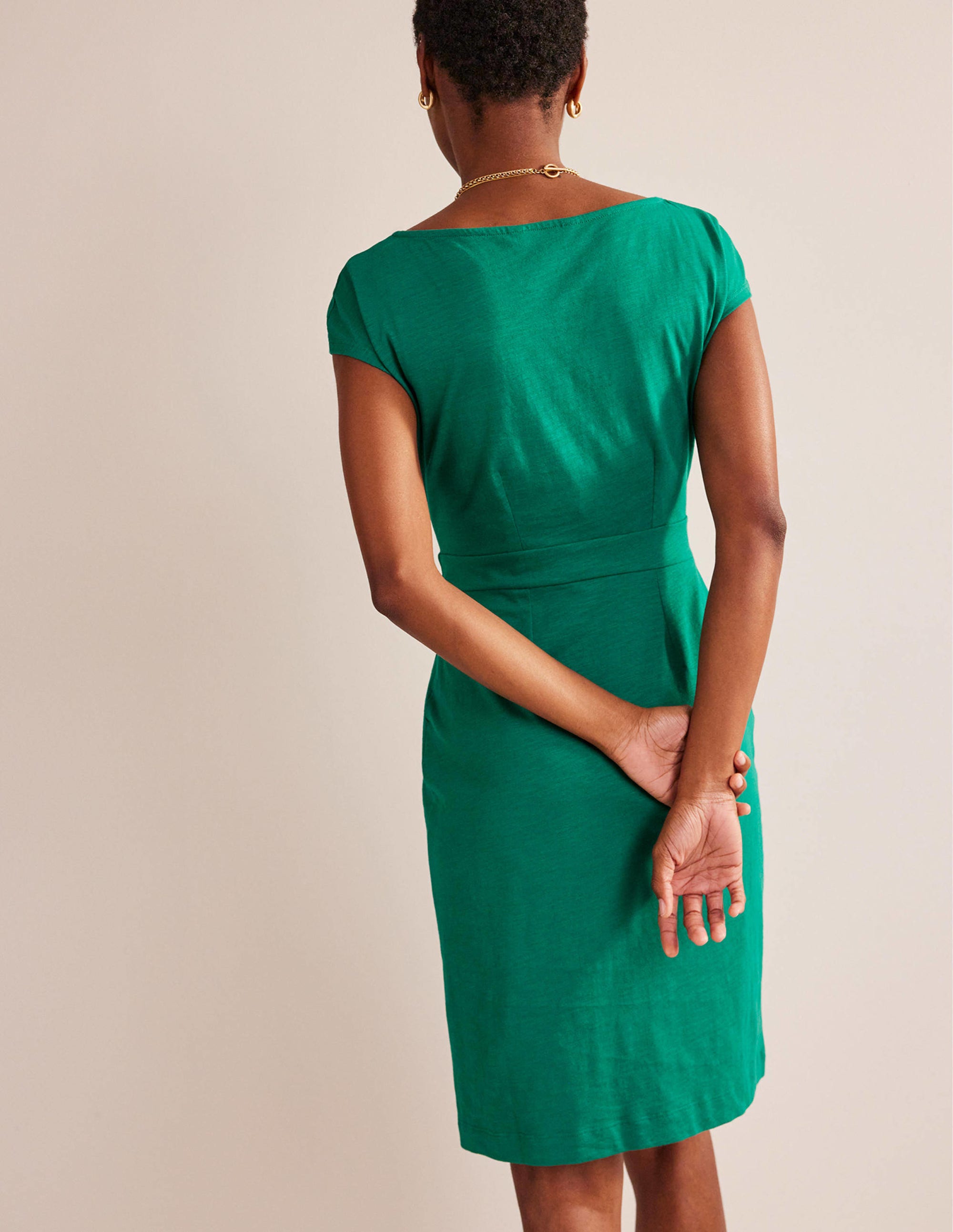 Florrie Jersey Dress-Bright Emerald - Image 3