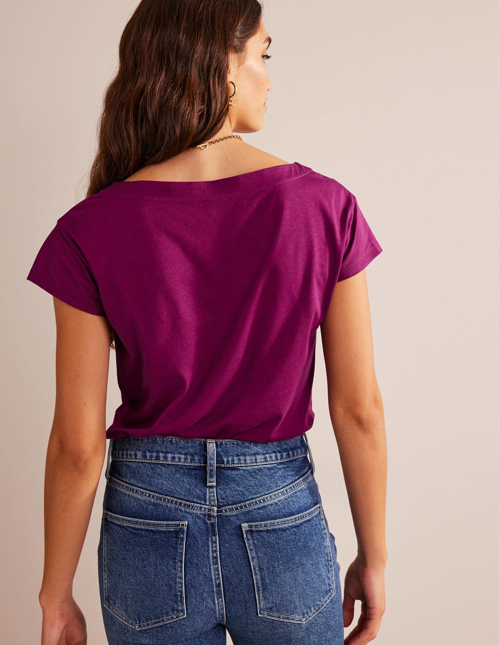 Supersoft Boat Neck T-Shirt-Damson Berry - Image 3