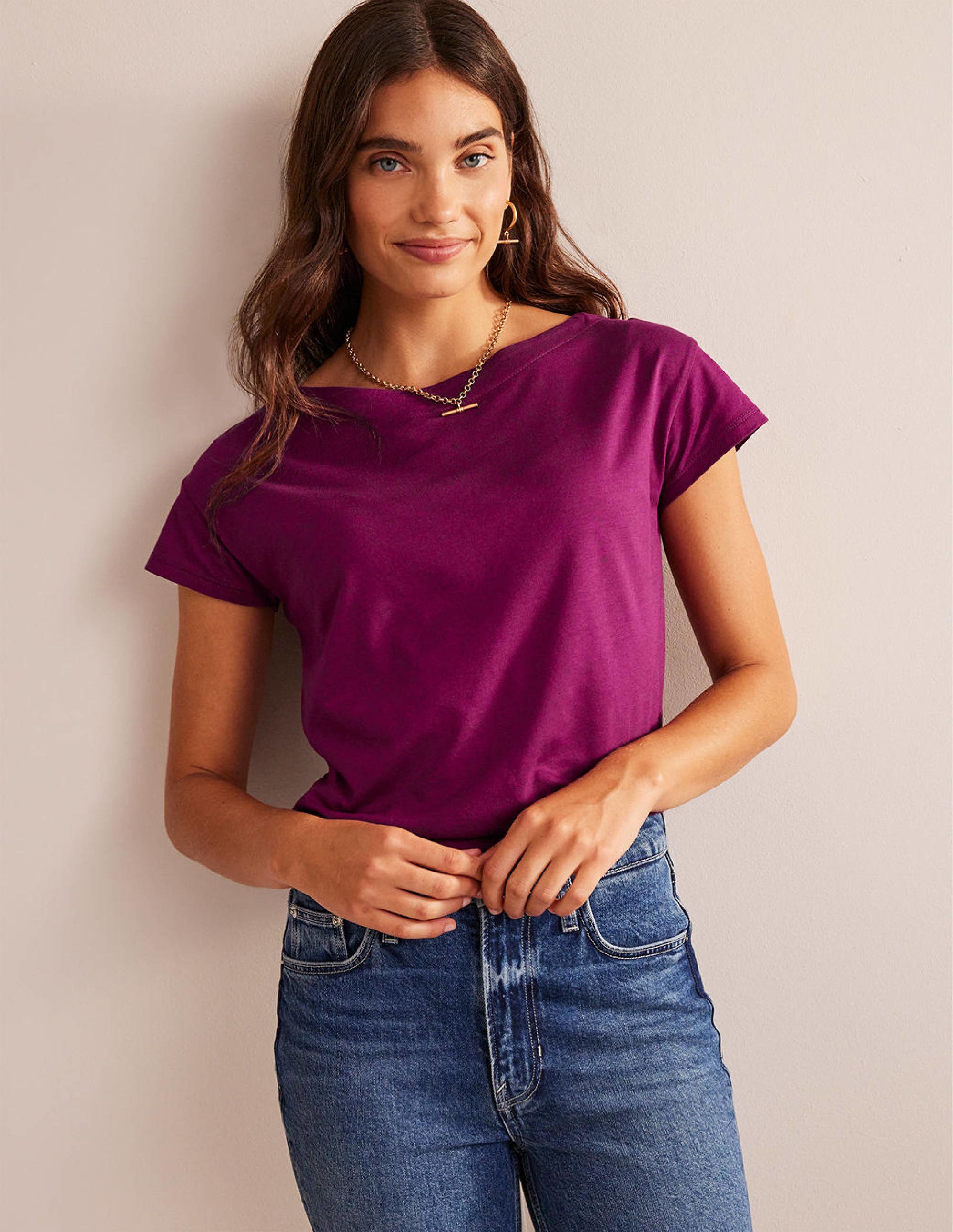 Supersoft Boat Neck T-Shirt-Damson Berry - Image 4