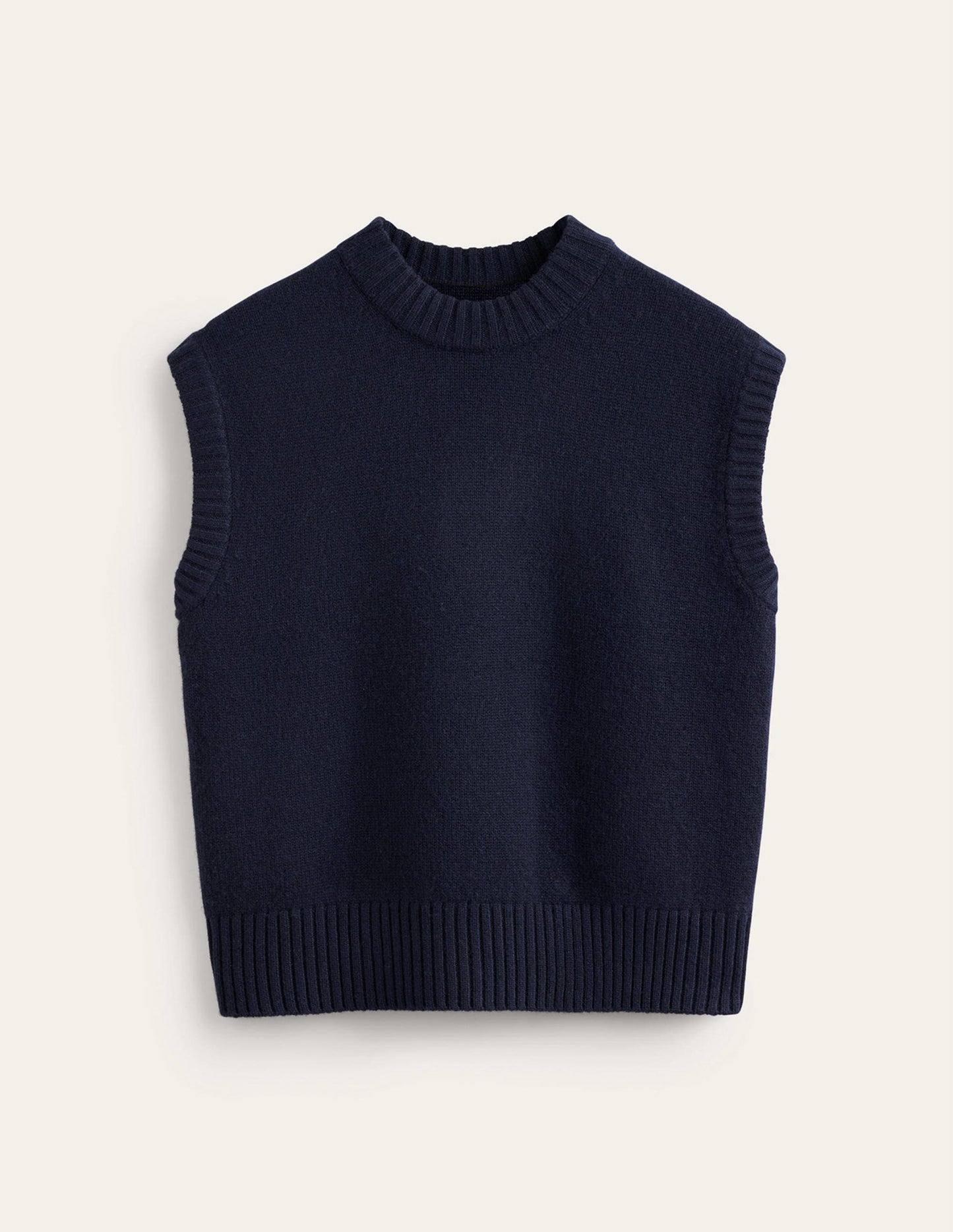 Chunky Cashmere Crew Neck Tank-navy