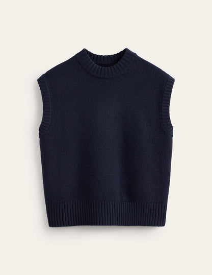 Chunky Cashmere Crew Neck Tank-navy-5