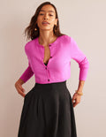 Cropped Cashmere Cardigan-Neon Pink