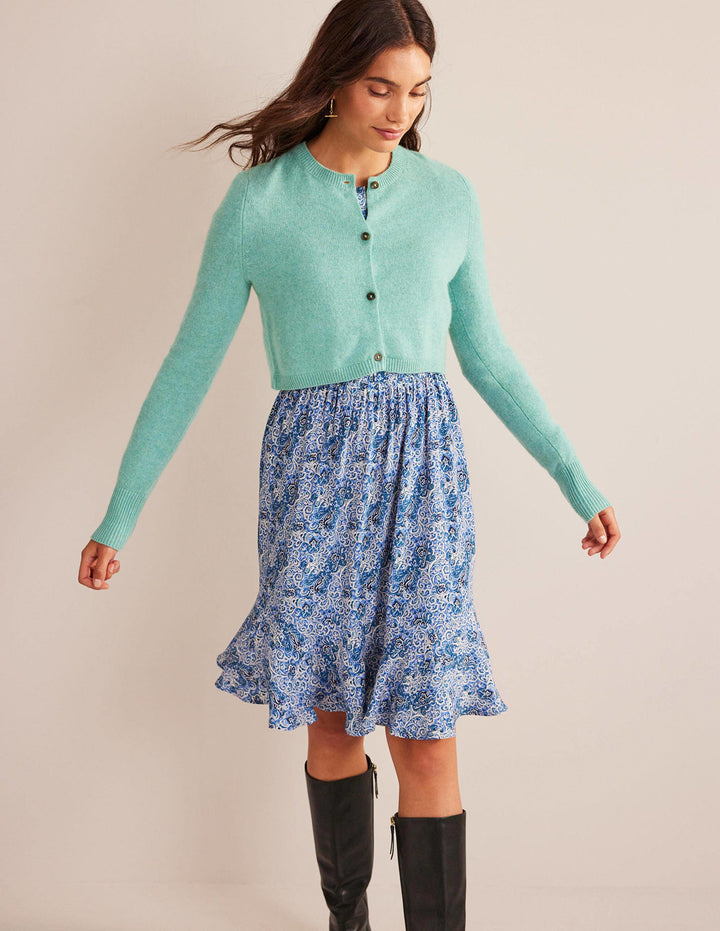 Cropped Cashmere Cardigan-Indian Ocean