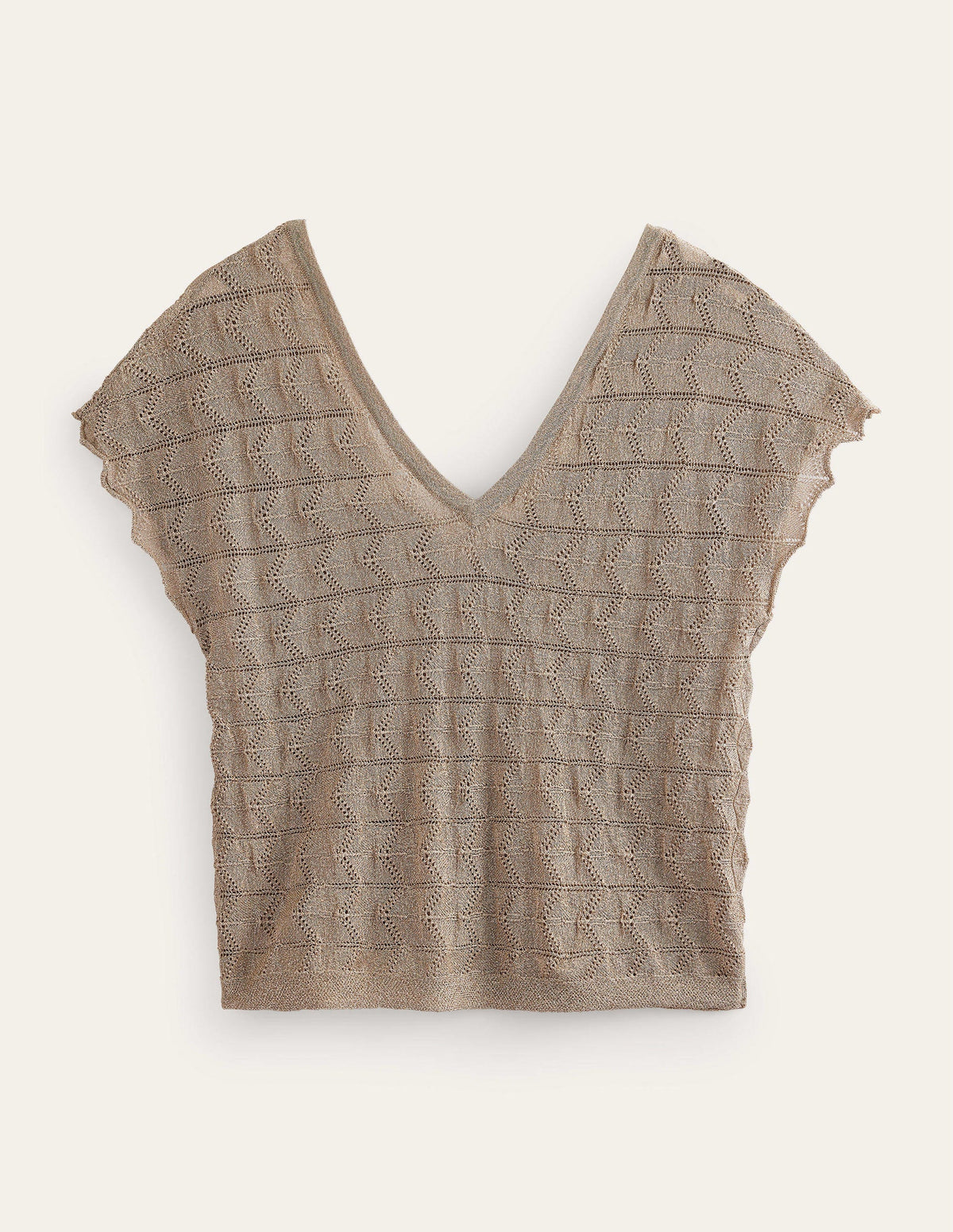 V-Neck Knitted Beach Top-Metallic Stone-5