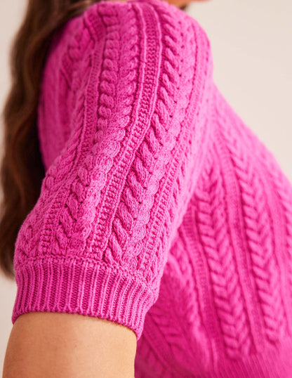 Bow-Trim Cropped Cardigan-Phlox Pink-2