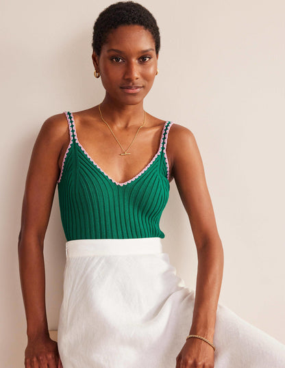 Crochet-Trim Knit Crop Vest-Bright Emerald-1