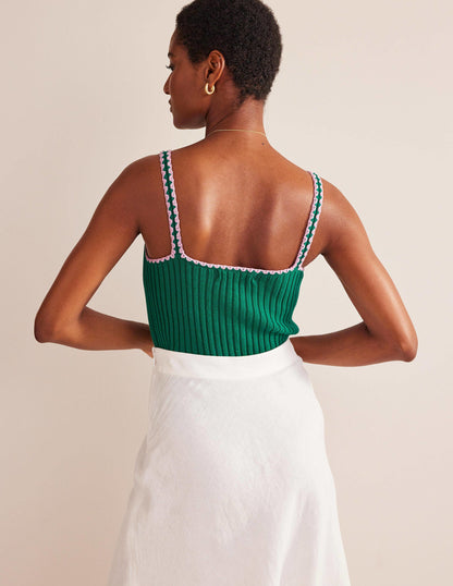 Crochet-Trim Knit Crop Vest-Bright Emerald-3