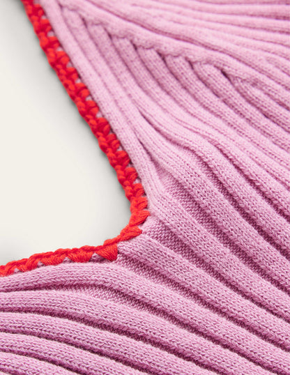 Crochet-Trim Knit Crop Vest-Soft Lavender-6