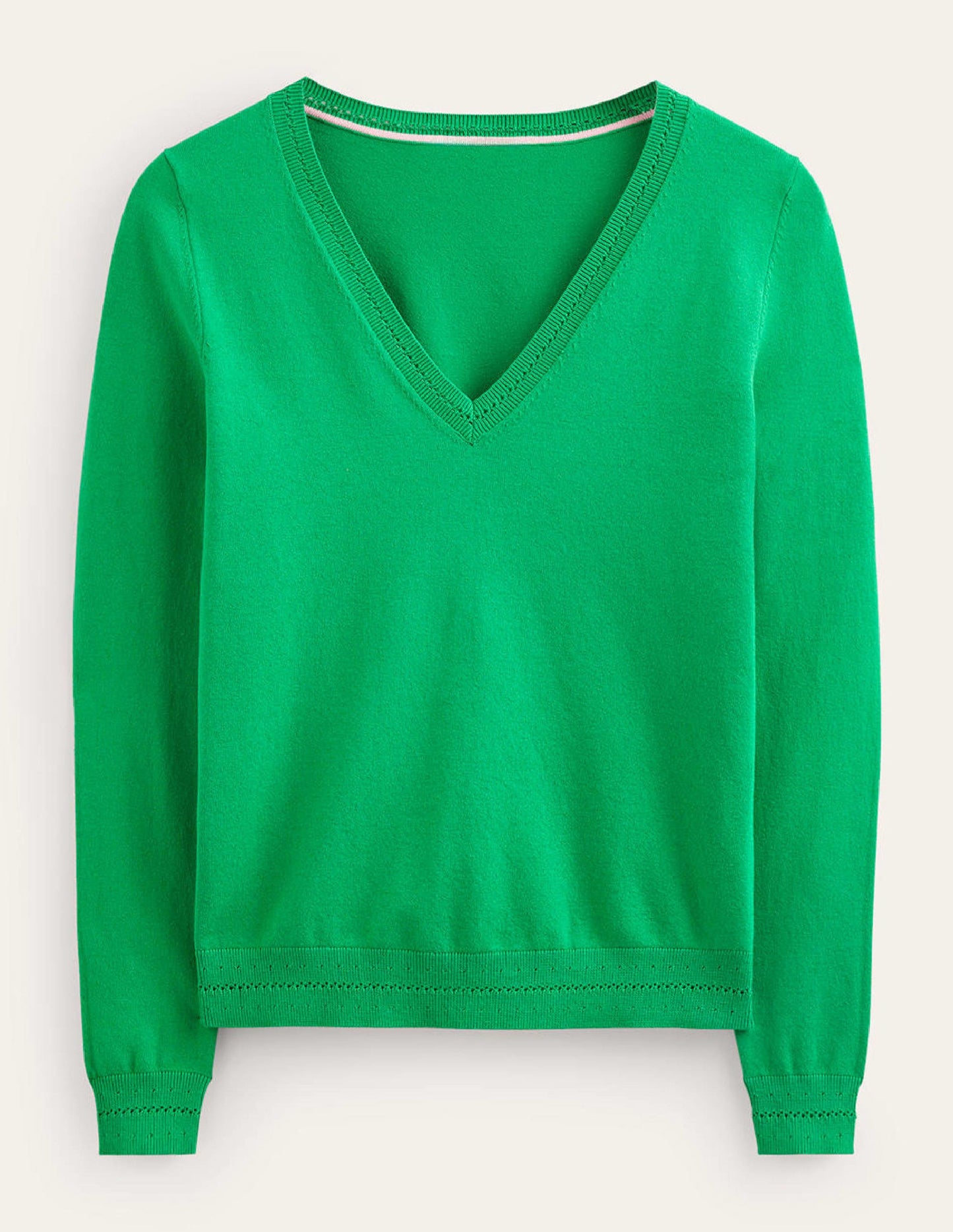 Catriona Cotton V-Neck Jumper-Fresh Mint Green