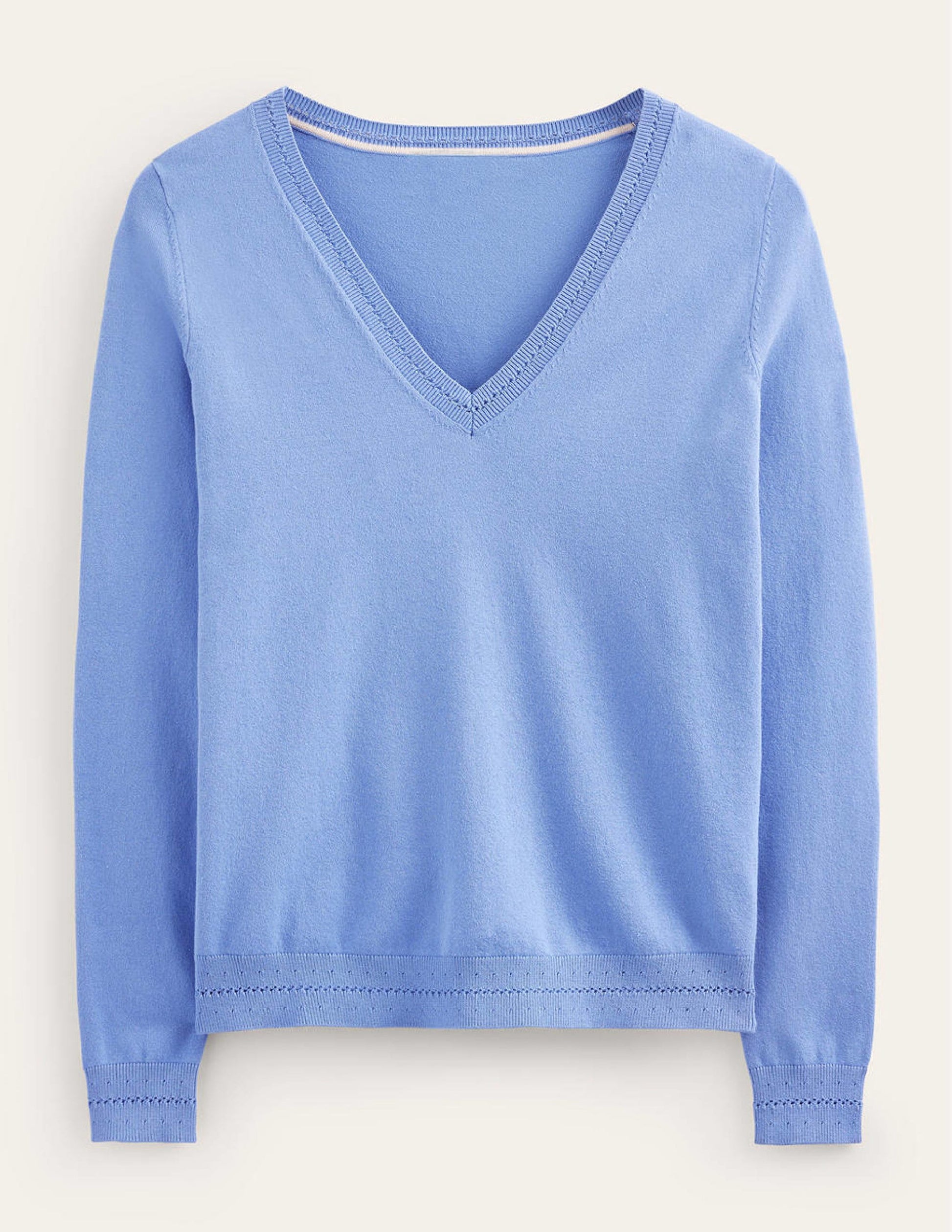 Catriona Cotton V-Neck Jumper-Marina-5