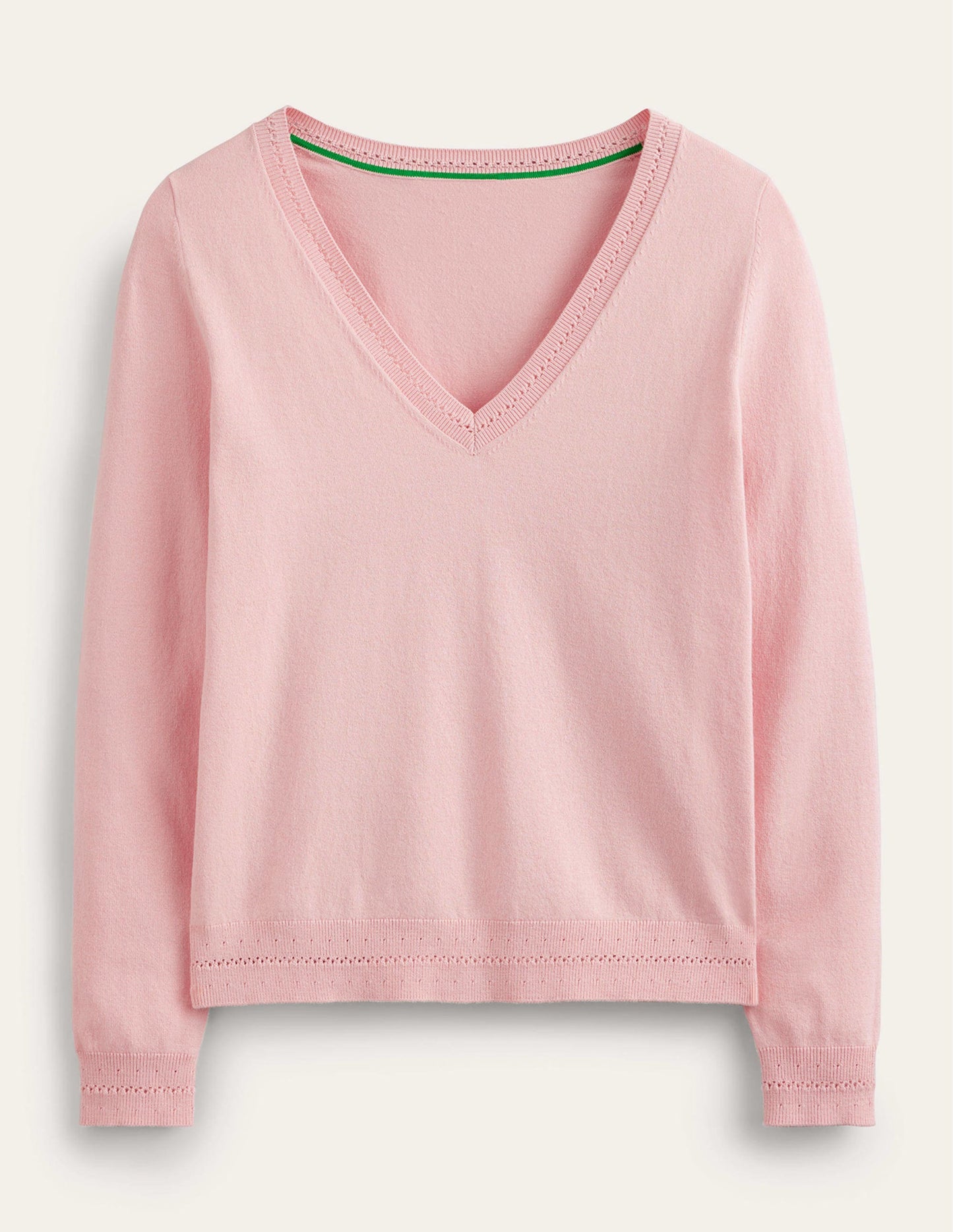 Catriona Cotton V-Neck Jumper-Carmine Rose