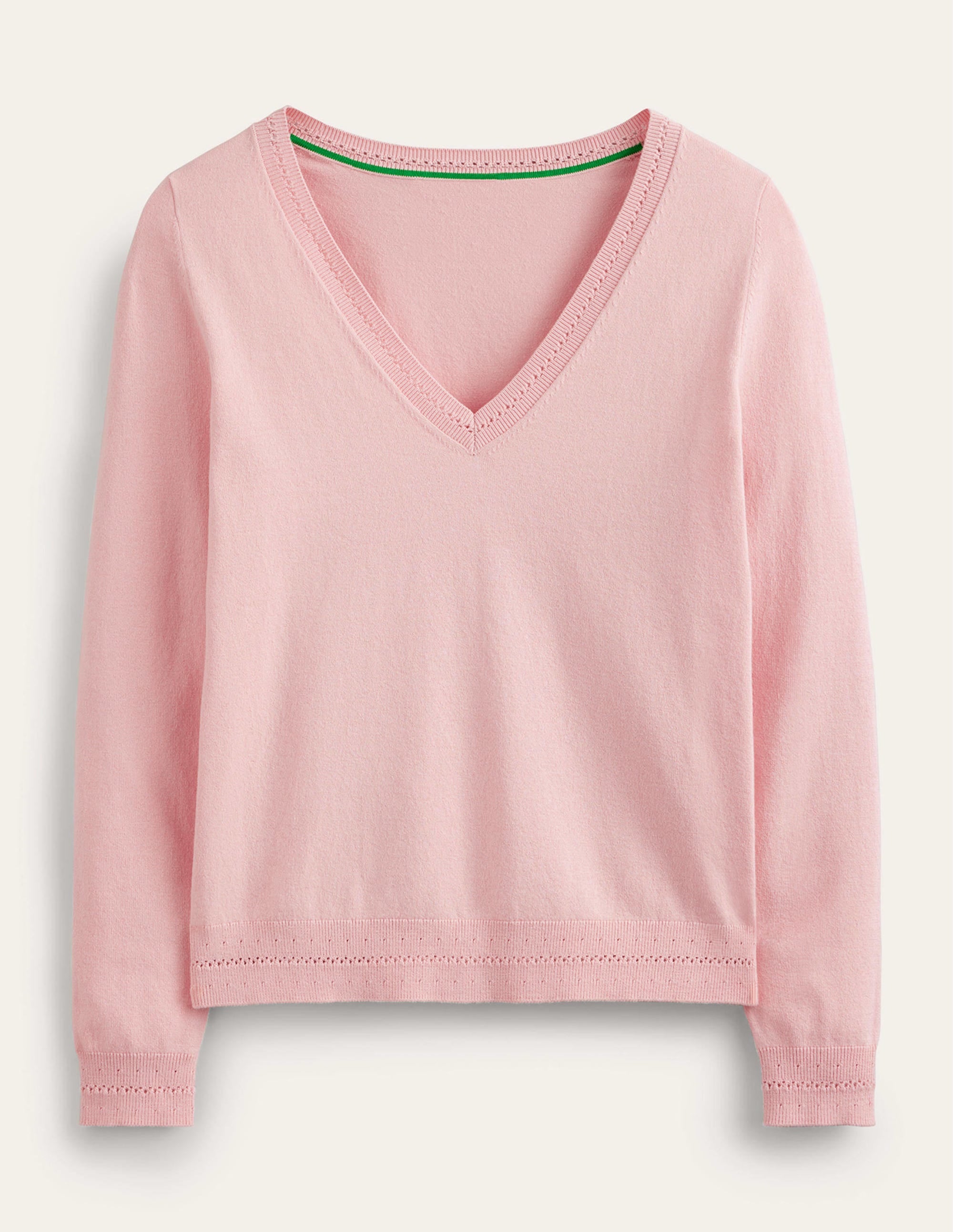 Catriona Cotton V-Neck Jumper-Carmine Rose - Image 5